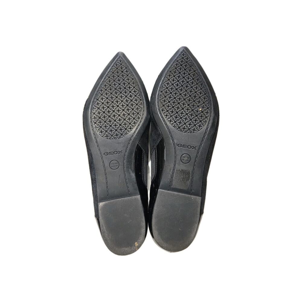 GEOX Respira D RHOSYN Black Shimmer Suede Patent Cap Toe Pointed Flats 37 - Picture 6 of 10